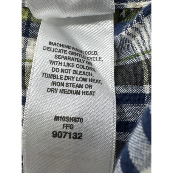 Cabela's Mens Plaid Long Sleeve Button Up Shirt Casual Outdoors Olive Blue M - Picture 6 of 6